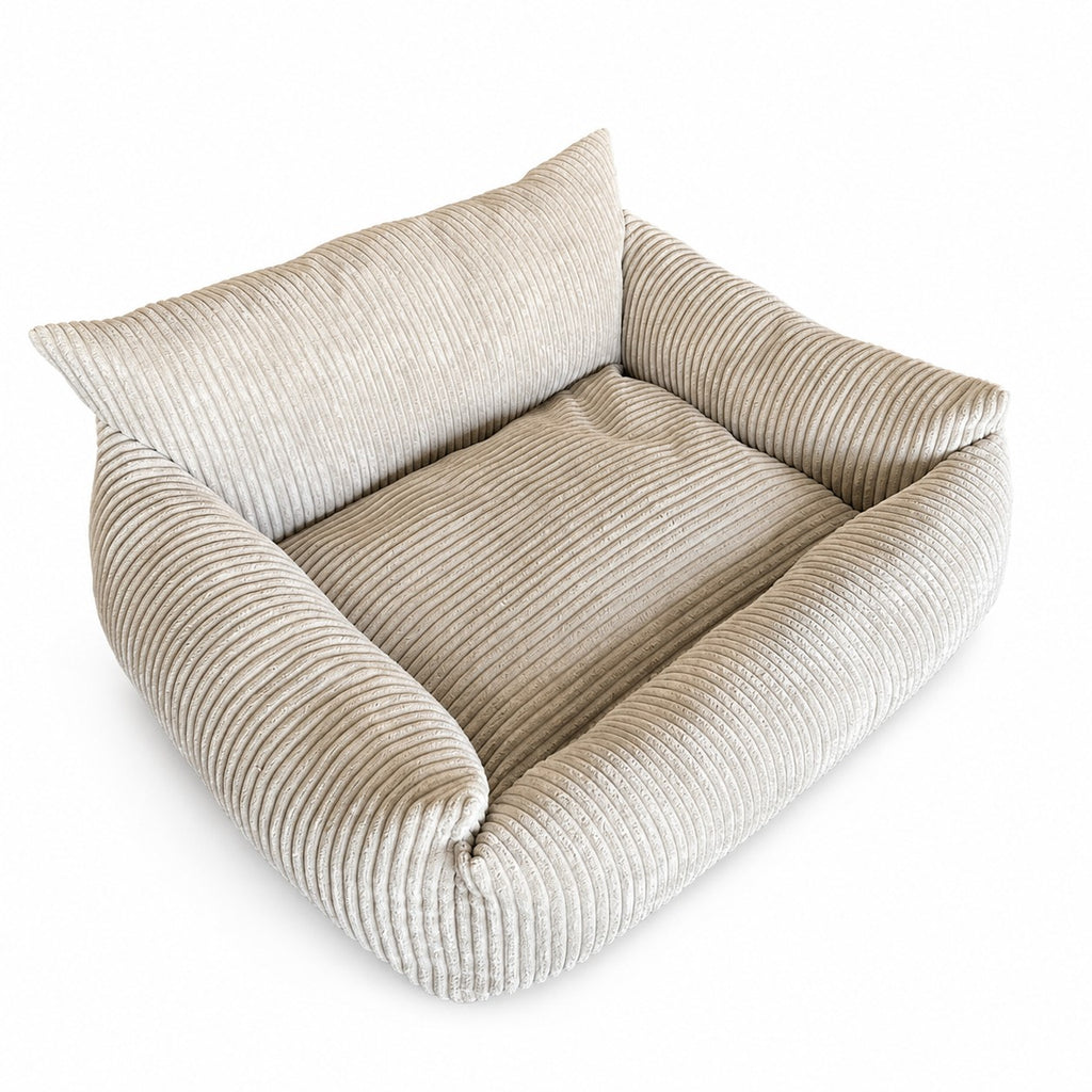 Lodie Corduroy Dog Sofa with Removable Cover – Cloud Grey, L