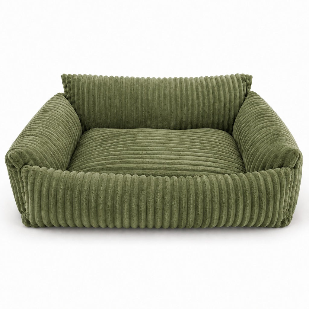 Lodie Corduroy Dog Sofa with Removable Cover – Green, S