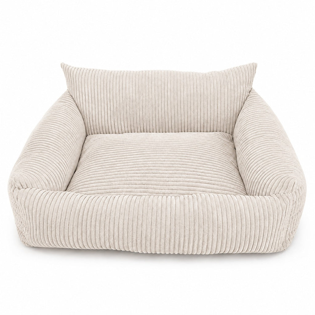 Lodie Corduroy Dog Sofa with Removable Cover – Vanilla Beige, S