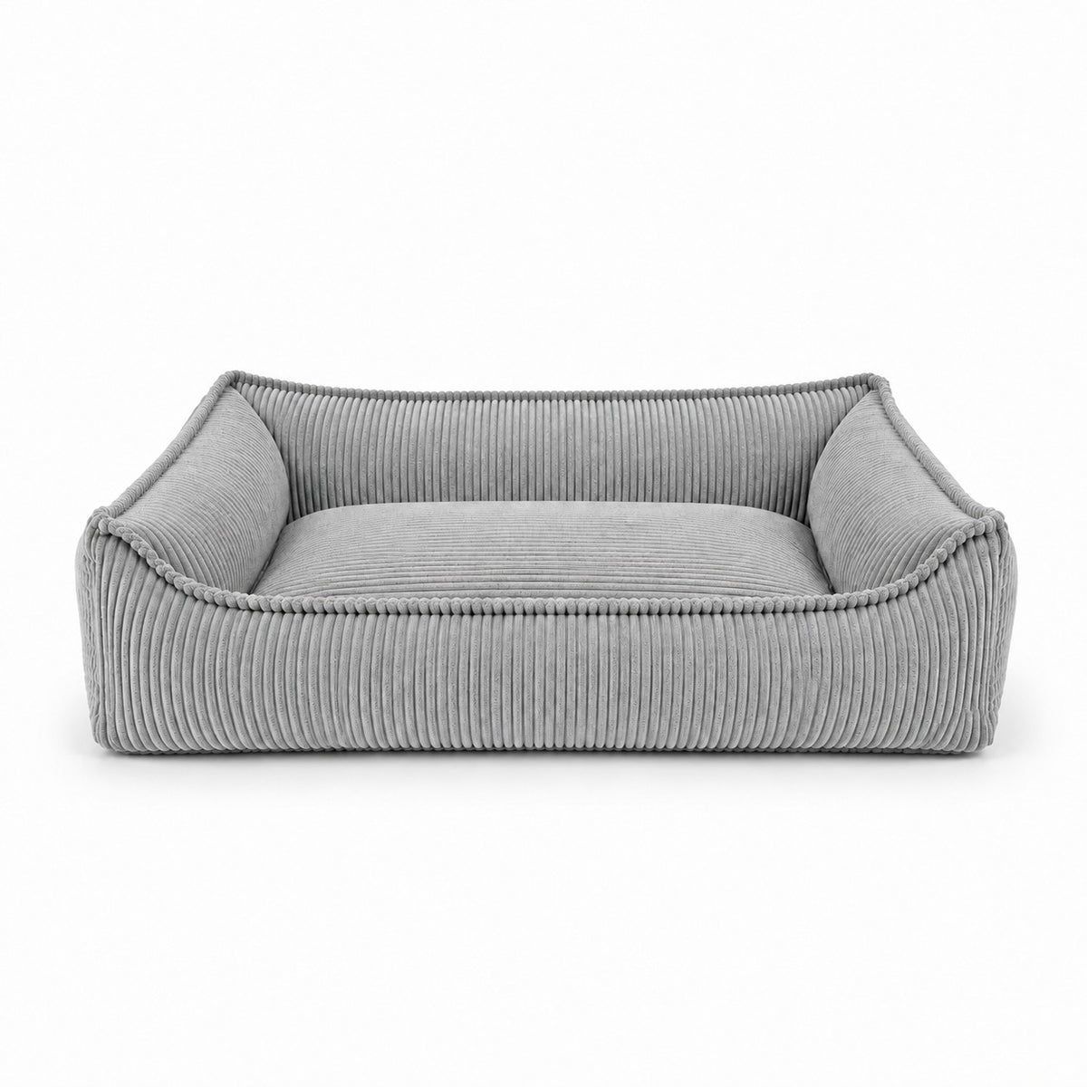 Nino Corduroy Dog Basket Bed with Removable Cover – Cloud Grey, XS